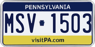 PA license plate MSV1503