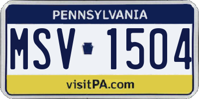 PA license plate MSV1504