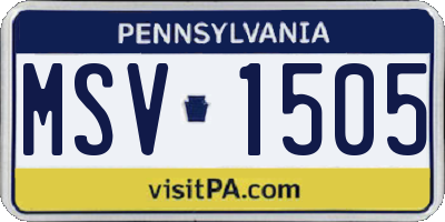 PA license plate MSV1505