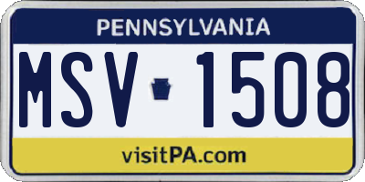 PA license plate MSV1508