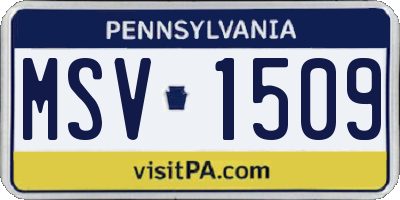 PA license plate MSV1509
