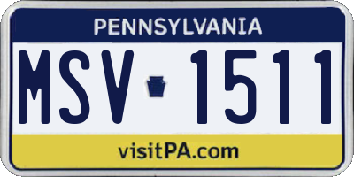 PA license plate MSV1511