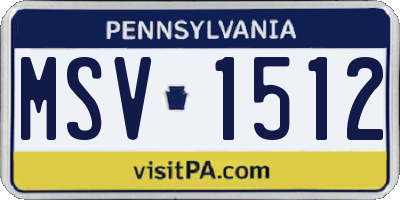 PA license plate MSV1512