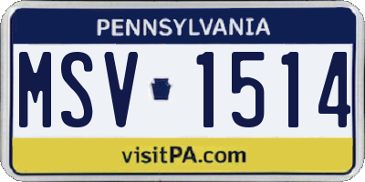 PA license plate MSV1514