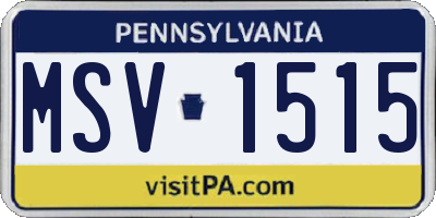 PA license plate MSV1515