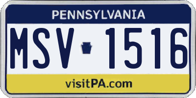 PA license plate MSV1516