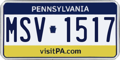 PA license plate MSV1517