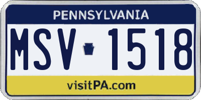 PA license plate MSV1518