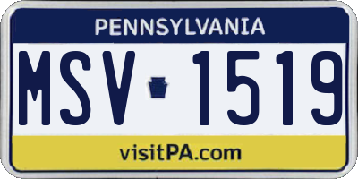 PA license plate MSV1519