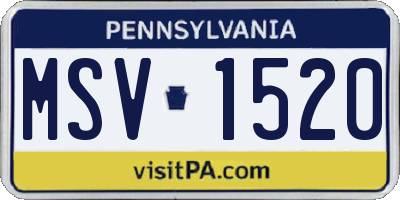 PA license plate MSV1520