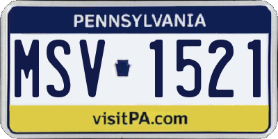 PA license plate MSV1521
