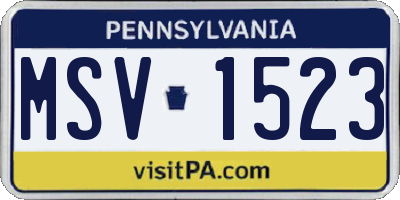 PA license plate MSV1523