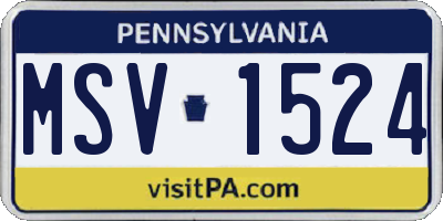 PA license plate MSV1524
