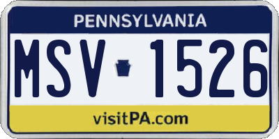 PA license plate MSV1526