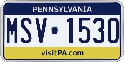 PA license plate MSV1530