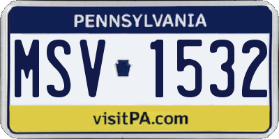 PA license plate MSV1532