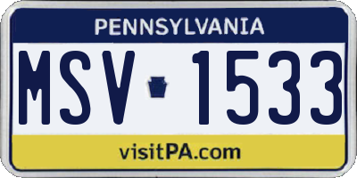 PA license plate MSV1533