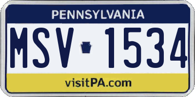 PA license plate MSV1534