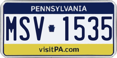 PA license plate MSV1535