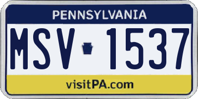 PA license plate MSV1537