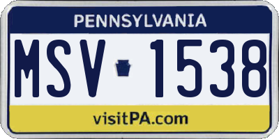 PA license plate MSV1538