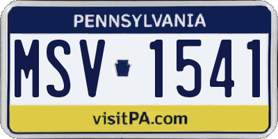 PA license plate MSV1541