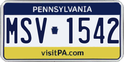 PA license plate MSV1542