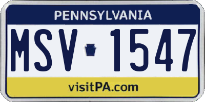 PA license plate MSV1547