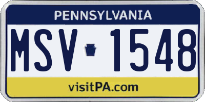 PA license plate MSV1548