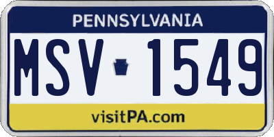 PA license plate MSV1549