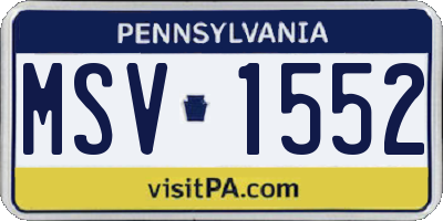 PA license plate MSV1552