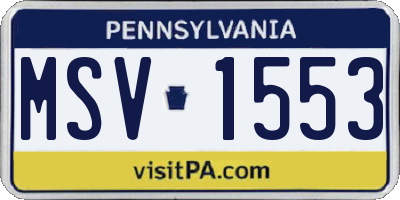 PA license plate MSV1553