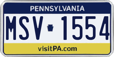 PA license plate MSV1554