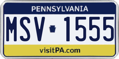 PA license plate MSV1555