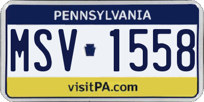 PA license plate MSV1558