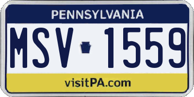 PA license plate MSV1559