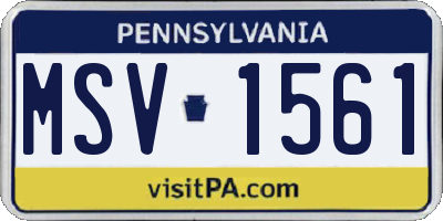 PA license plate MSV1561