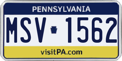 PA license plate MSV1562