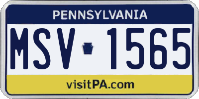 PA license plate MSV1565