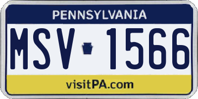 PA license plate MSV1566