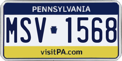 PA license plate MSV1568