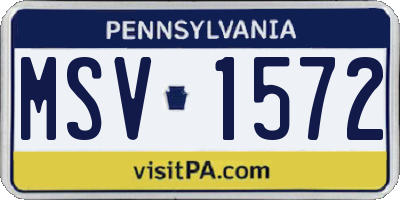 PA license plate MSV1572
