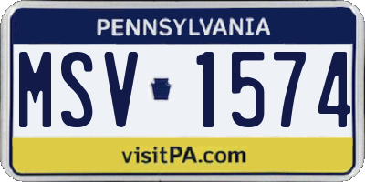 PA license plate MSV1574