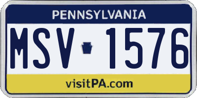 PA license plate MSV1576