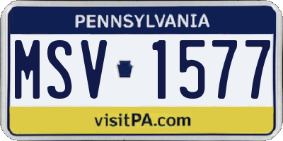 PA license plate MSV1577