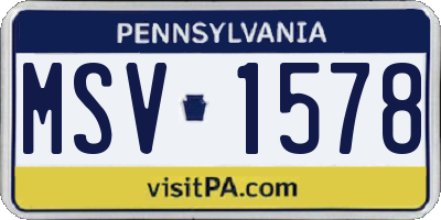 PA license plate MSV1578