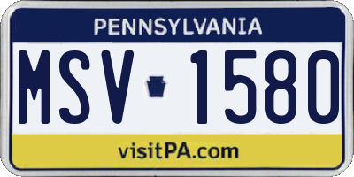 PA license plate MSV1580