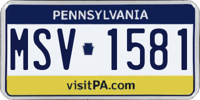 PA license plate MSV1581
