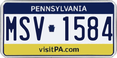 PA license plate MSV1584