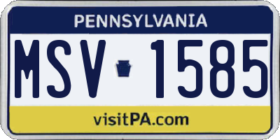 PA license plate MSV1585